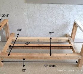 make an outdoor pallet sofa that s comfy and cute, home decor, outdoor furniture, outdoor living, painted furniture, pallet, patio, Here are the measurements If you can t make them out the link to the original tutorial is at