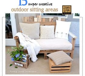 make an outdoor pallet sofa that s comfy and cute, home decor, outdoor furniture, outdoor living, painted furniture, pallet, patio, Wish for even more creative outdoor sitting areas Check out this post with 15 HomeTalk features Is one of them you