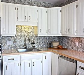 inexpensive options for beautiful countertops, countertops, diy, home decor, kitchen design, kitchen island, repurposing upcycling, floor tiles as countertop banded in maple