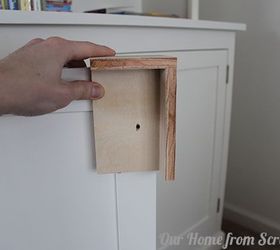 make a simple jig for installing cabinet door hardware, kitchen cabinets, woodworking projects