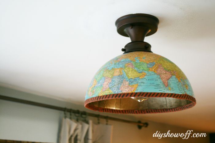 thrifty diy shade replacement using a globe, diy, how to, lighting, repurposing upcycling, Globe light fixture cover