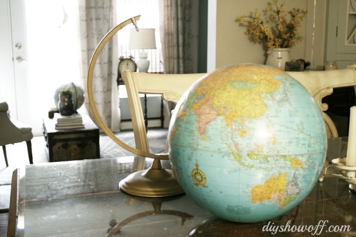thrifty diy shade replacement using a globe, diy, how to, lighting, repurposing upcycling, Using a thrift store glove a little paint and double fold bias tape I created a new light fixture cover