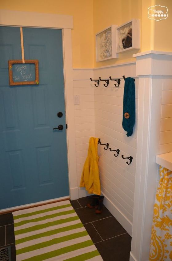 laundry mud room revamp on a budget, chalk paint, cleaning tips, laundry rooms, painting, homemade chalk paint back door in turqouise