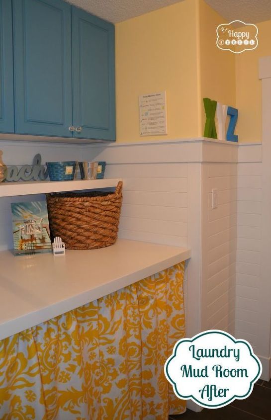 laundry mud room revamp on a budget, chalk paint, cleaning tips, laundry rooms, painting, we also moved the upper cabinets right up to the ceiling to accomodate room for a storage shelf above the countertop