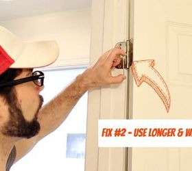4 simple repairs for prehung interior doors, doors, home maintenance repairs, Fix 2 is to use longer wider screws