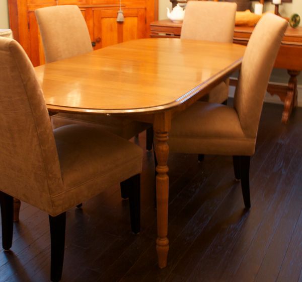 slipcovers dress up your mess a truly ugly table and chairs gets a new lease on, Ugly table and chairs before