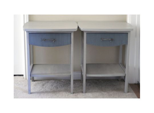 sunbleached nightstands with branch style knobs, painted furniture