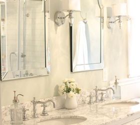 diy master bathroom, bathroom ideas, diy, home decor, home improvement, These mirrors from Lowes and sconces from Home Depot were both very affordable options and I love the look they create in the bathroom