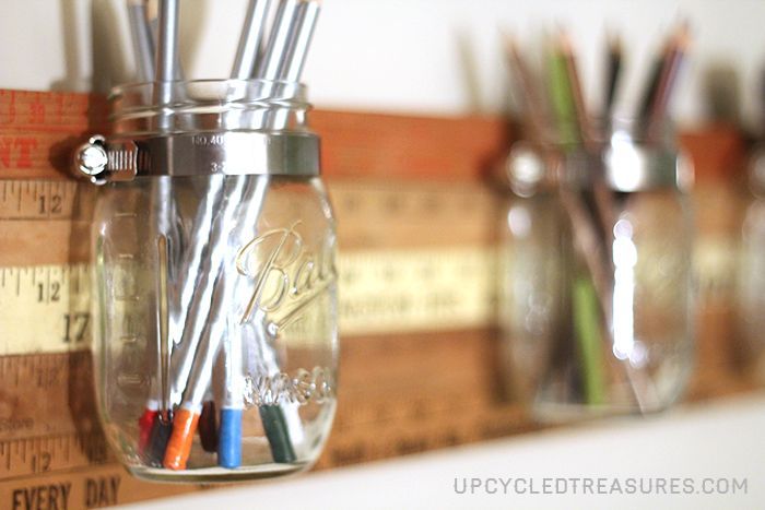 diy mason jar storage tutorial using vintage yardsticks, crafts, mason jars, repurposing upcycling