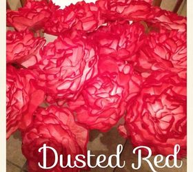 coffee filter flowers, crafts, Dusted Red Trim These flowers were originally made for a Zombie Themed Wedding These flowers will be used in hurricane vases on the guest tables