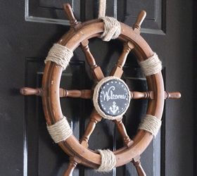 upcycled ship helm into nautical wreath, crafts, home decor, repurposing upcycling, wreaths