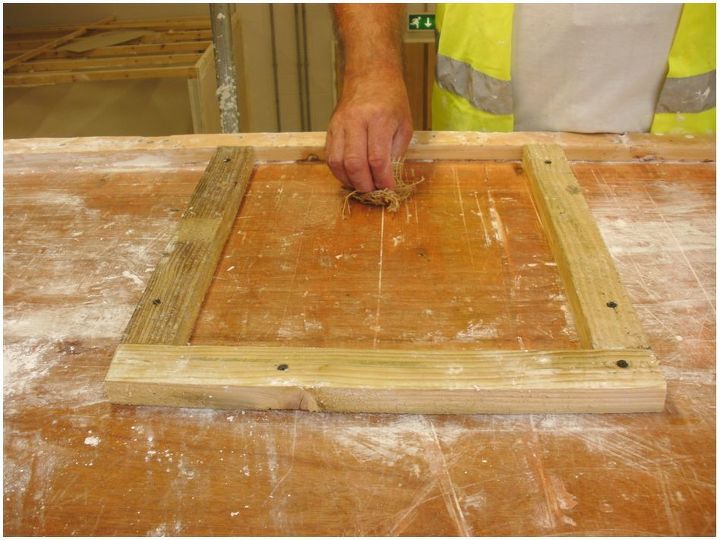 how to make a plaster slab, home improvement, home maintenance repairs, how to, To prevent the plaster slab from sticking to the bench it is coated with a layer of vegetable oil and allowed to dry