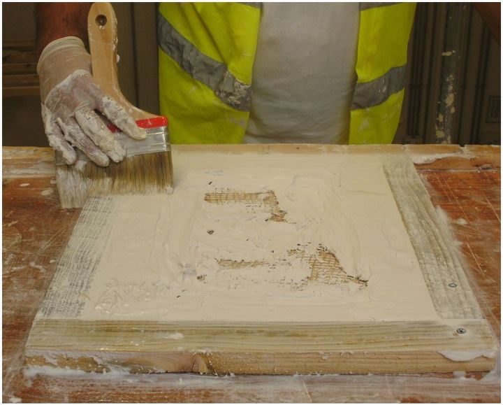 how to make a plaster slab, home improvement, home maintenance repairs, how to, Once the strike off are filled level they are cleaned off with clean water A light splash of plaster onto canvas hessian to secure it into place