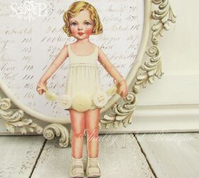 vintage paper doll with a modern twist, crafts, Pearl is the perfect addition to my button collection