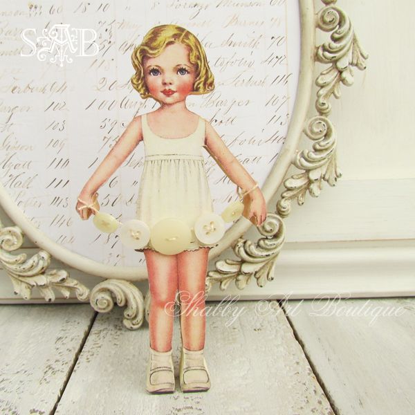 vintage paper doll with a modern twist, crafts, Pearl is the perfect addition to my button collection