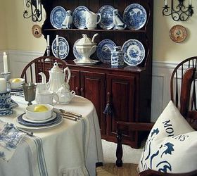 my favorite room my french country dining room, dining room ideas, home decor, I love my Welsh dresser It sets such a pretty backdrop for my collection of Spode Blue Room plates and my Red Cliff ironstone collection