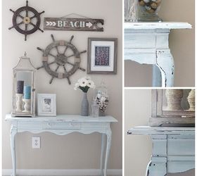 beach inspired console table, painted furniture