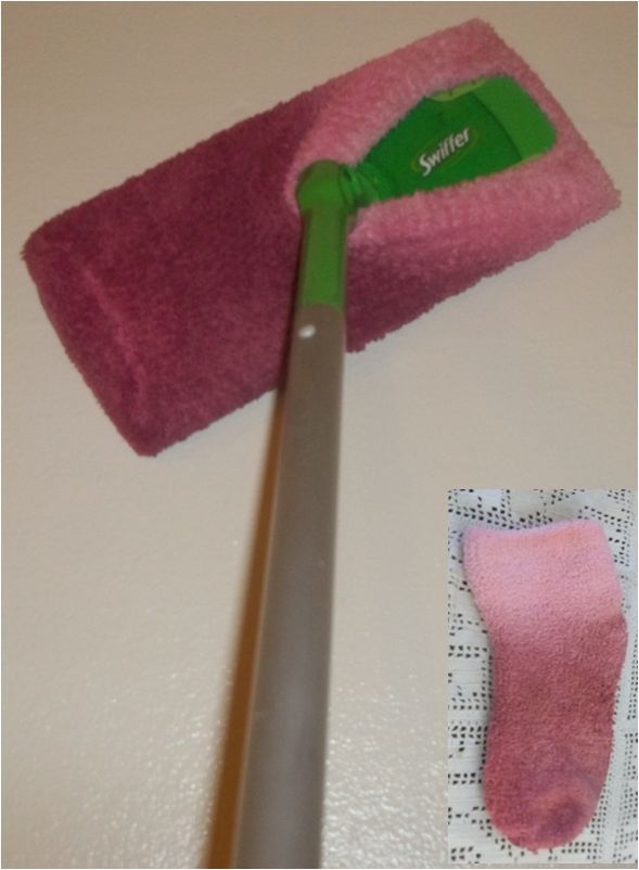 fuzzy sock swiffer cover, cleaning tips, flooring, repurposing upcycling, Fuzzy sock swiffer cover