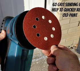 paint an exterior door and make it look awesome, curb appeal, doors, painting, Knockdown remaining old paint with a random orbital sander