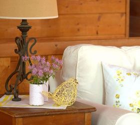 white slipcovers and wildflowers, home decor, painted furniture