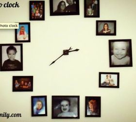 make a large clock out of your favorite family photos, home decor, wall decor, Keep your furniture clutter free by displaying your family photos on the wall for a clock Easy directions on yourmodernfamily com