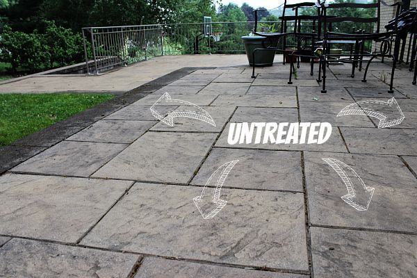 stone patio care 3 tips to keep your outdoor oasis clean all summer, home maintenance repairs, how to, patio, Untreated patio stones that didn t get Wet Forget