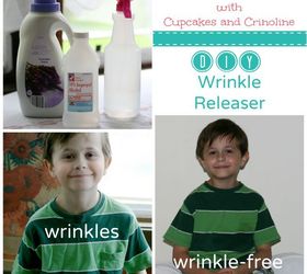 make your own wrinkle release spray for pennies, cleaning tips, My little guy s wrinkly before and wrinkleless after