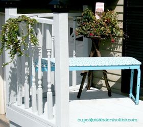 garden bench trash to treasure, outdoor furniture, painted furniture, On the front porch