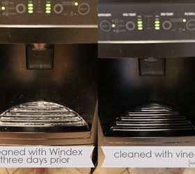 cleaning hard water stains with vinegar, cleaning tips, water dispenser before and after