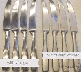 cleaning hard water stains with vinegar, cleaning tips, silverware with and without cleaning with vinegar