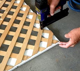 how to make an easy patio privacy screen step by step tutorial, outdoor living, woodworking projects, Attaching the lattice to the frame