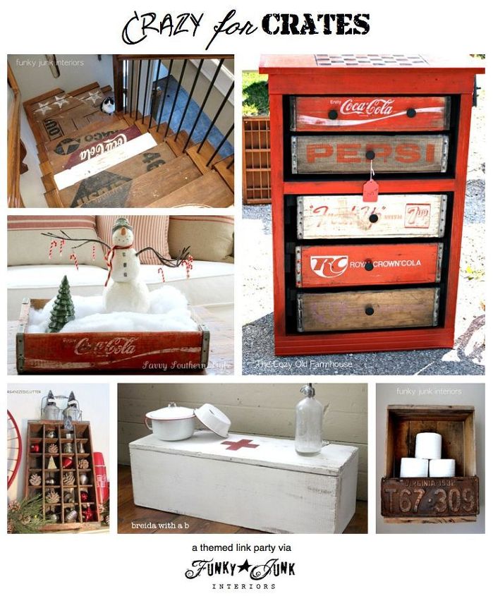 a crate aholic crates up 27 crazy crates right off hometalk and more, repurposing upcycling, Can t get enough Tune in Fri Jan 11 7pm pacific at Funky Junk aka to check out a crate styled link party with these fab features and more