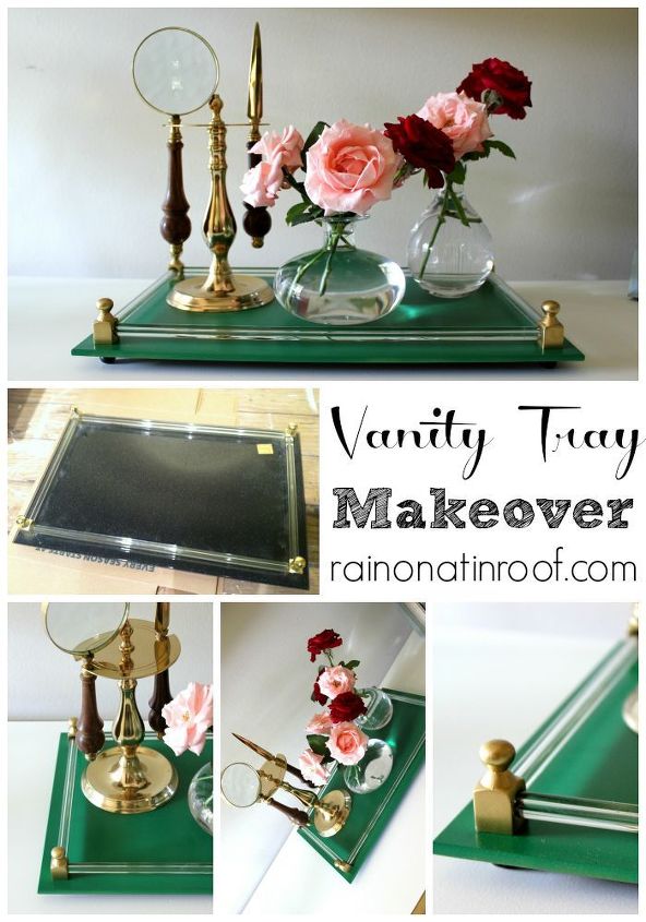 glass vanity tray makeover, painting