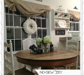 how to make a no sew diy burlap window valances, crafts, home decor, window treatments, windows, The finished product so easy no curtain rods required either