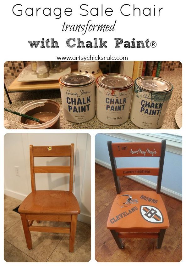 garage sale chair transformed with annie sloan chalk paint, chalk paint, painted furniture, Hand painted with Chalk Paint Mixed these 3 colors and came up with a fabulous BROWN shade