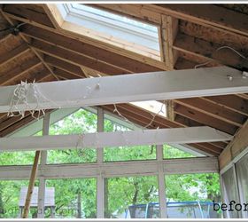 installing a beadboard ceiling on our back porch, curb appeal, diy, outdoor living, wall decor, woodworking projects