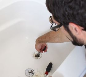 how to unclog a bathtub drain the easy way, bathroom ideas, cleaning tips, home maintenance repairs, how to, plumbing, Remove the hair screen and use needle nose pliers to fish out hair it s surprising what you ll find