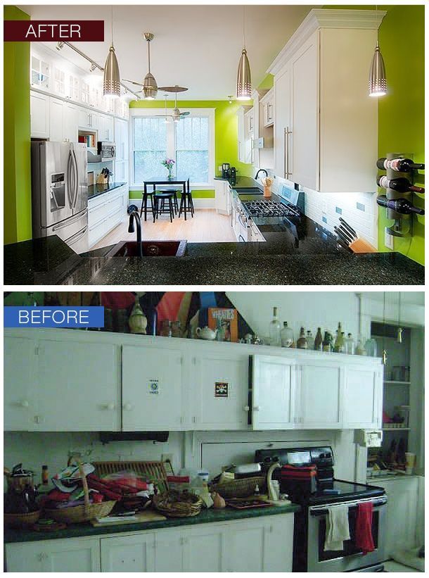 before and after kitchen remodel, home improvement, kitchen design, From Clutter To Lime Green Perfection