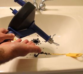 how to unclog a sink like a pro, bathroom ideas, cleaning tips, diy, how to, plumbing, Use a 28 drain auger for more difficult clogs