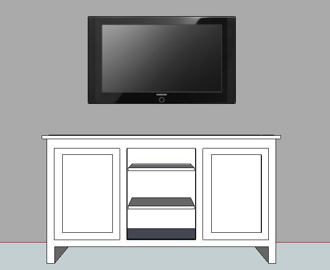 learn how to build a custom media cabinet, diy, how to, kitchen cabinets, woodworking projects, Here is a front view of our cabinet