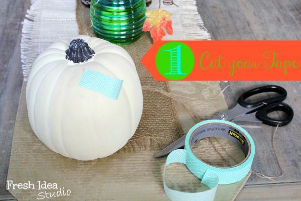 tips tricks how to make your own chevron pumpkin autumncolors, crafts, seasonal holiday decor, Step 1 Cut your tape based on the size of your pumpkin