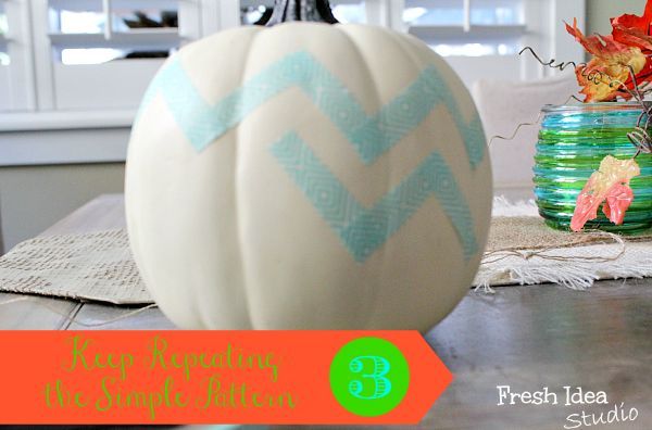tips tricks how to make your own chevron pumpkin autumncolors, crafts, seasonal holiday decor, Keep Repeating the Simple Pattern around the whole pumpkin