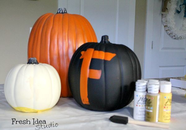 make your own marvelous metallic pumpkins, crafts, halloween decorations, seasonal holiday decor, See how to make your own Metallic Monogrammed Pumpkins