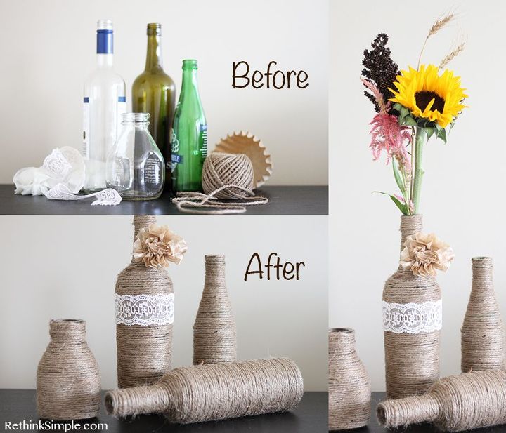 upcycle glass bottle vase, crafts, repurposing upcycling
