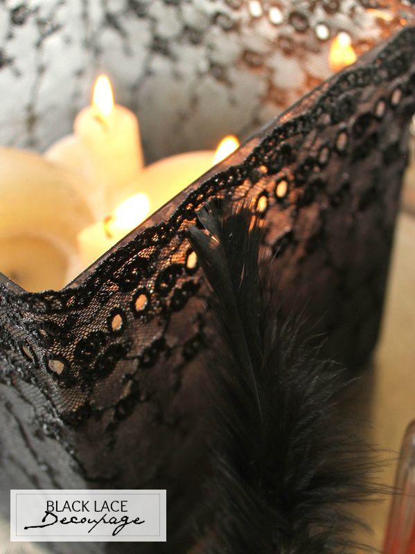elegant and eerie black lace votive, halloween decorations, seasonal holiday d cor, Add some candles for an eerie atmosphere