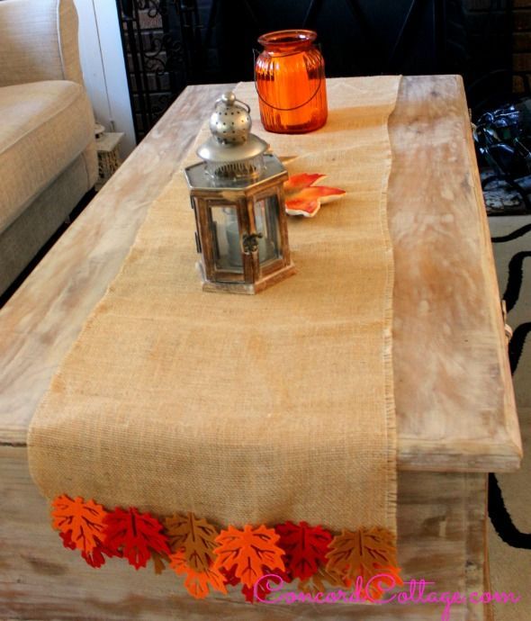 Burlap Fall Leaves Table Runner Hometalk Burlap Fall Leaves Table Runner Crafts Seasonal Holiday Decor Great On Your Coffee