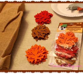 burlap fall leaves table runner, crafts, seasonal holiday decor, You need Burlap 2 packs of Fall Leaves from Dollar Tree Store