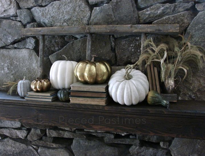 fall mantel 2013, seasonal holiday decor, A well worn ladder serves as the starting point for our Fall Mantel