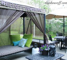 How to add curtains to an outdoor covered patio swing.