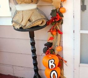 fall front porch diy garland pumpkin topiaries, curb appeal, seasonal holiday decor